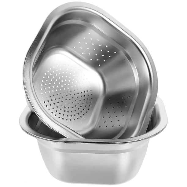 1 Set Colander with Basin Fine Mesh Colander Mixing Basin Vegetable Fruit Drain Basket 25cm