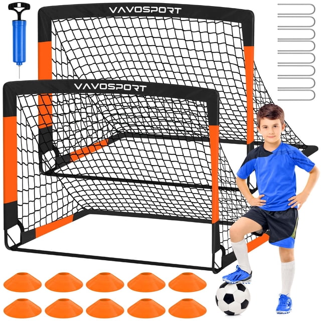 Soccer Goals VAVOSPORT 4x3ft for Kids w/ Training Equipment