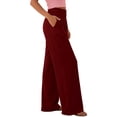 thumbnail image 2 of ClodeEU Women's High Waist Pleated Linen Wide Leg Pants,Casual Loose Trousers with Pockets ,Women's Plus L, 2 of 8