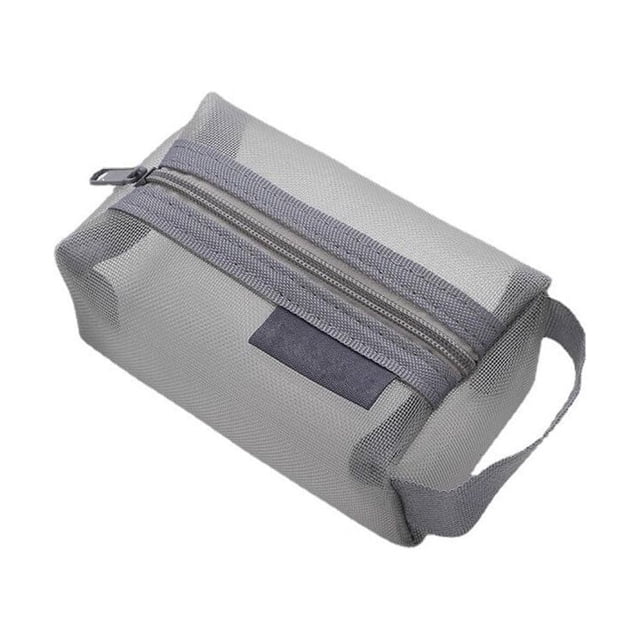 facefd Purse Nylon Square Mesh Coin Bags Card Transparency Storage Depository Comfortable Zipper Durable Stationery Convenience Grey