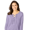 thumbnail image 4 of Woman Within Plus Size Lace-Up Three-Quarter Sleeve Tee, 4 of 6