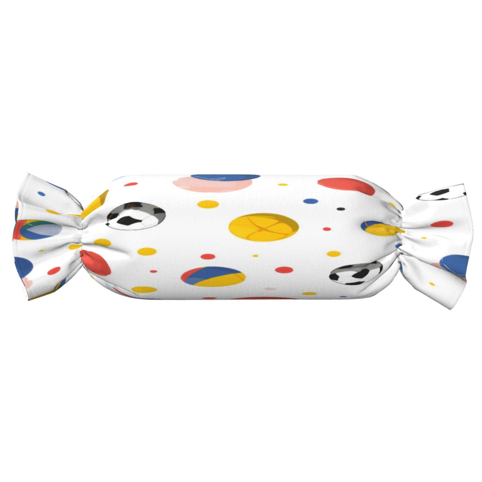 Candy Throw Pillow Travel Cervical Pillow Cylindrical Neck Body Cushion With Insert For Bed Couch Home Decor 9.8x24.4in Geometric Sports Balls Bright Multicolor