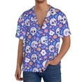 thumbnail image 3 of Fotbe flower Skull cartoon print Short Sleeve Button Down Shirts for Men Casual Summer Beach Wrinkle Free Shirt-3X-Large, 3 of 7