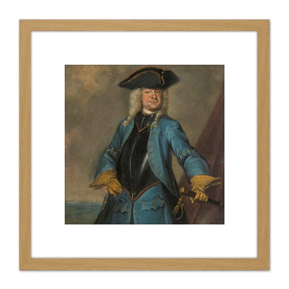 Troost Portrait Gerrit Sichterman Uniform 8X8 Inch Square Wooden Framed Wall Art Print Picture with Mount