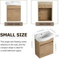 thumbnail image 5 of SSLine Wall Mounted Bathroom Vanity with Sink Modern 16" Bathroom Vanity Set with Top Basin & Storage Cabinet Wood Hanging Bath Cabinet w/Oval Ceramic Sink for Small Bathroom (Brown), 5 of 8