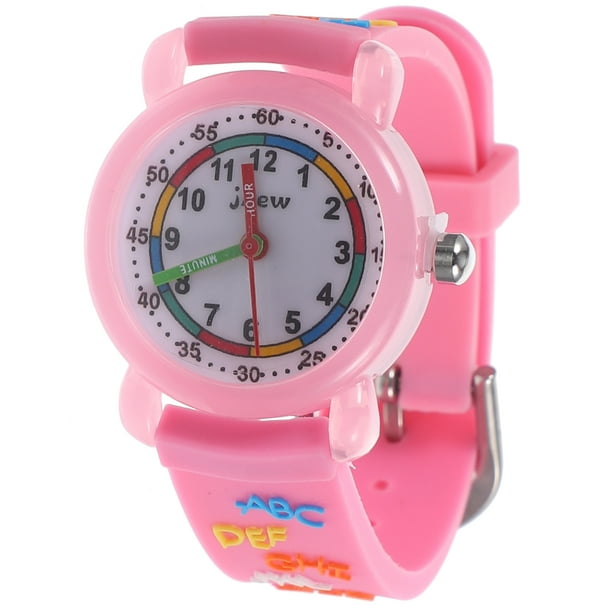 EeaseMX Reloj de pulsera con dibujos animados en 3D, de cuarzo, resistente al agua, ideal como regalo, con estampado de moda, unisex, para niñas y niños (rosa).