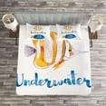 thumbnail image 3 of Ambesonne Watercolor Quilted Bedspread Set 3 Pcs, Pacific Tang Fish, King Size, Yellow, 3 of 3