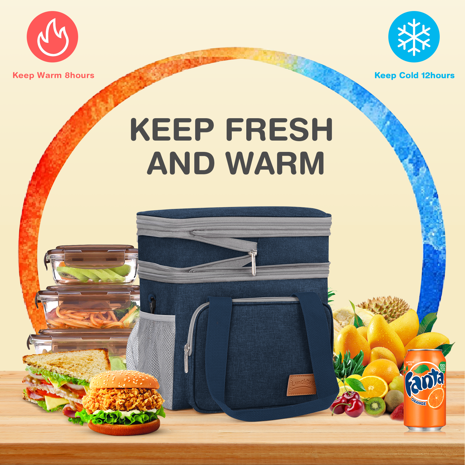Cshidworld 17L Insulated Lunch Bag, Dual Compartment photo 4