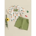thumbnail image 3 of Toddler Baby Boy Easter Shorts Clothing Set 6 12 18 24 Months 2T 3T 4T Carrot Print Short Sleeve Button-up Bow Tie Shirt Elastic Waistband Shorts Outfits, 3 of 9