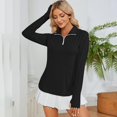 thumbnail image 6 of Women's UPF 50+ Sun Protection Long Sleeve Shirt Quarter Zip Pullover Breathable Quick-Dry Hiking Shirt with Thumb Holes for Outdoor Activities Black L, 6 of 8
