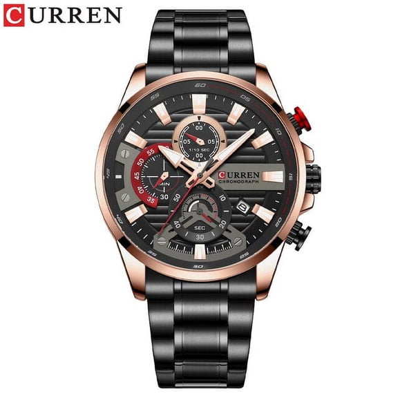 Curren New Blue Multi Function Quartz Watches Sport Stainless Steel Band Wristwatches For Men With Luminous Hands - Quartz Wristwatches