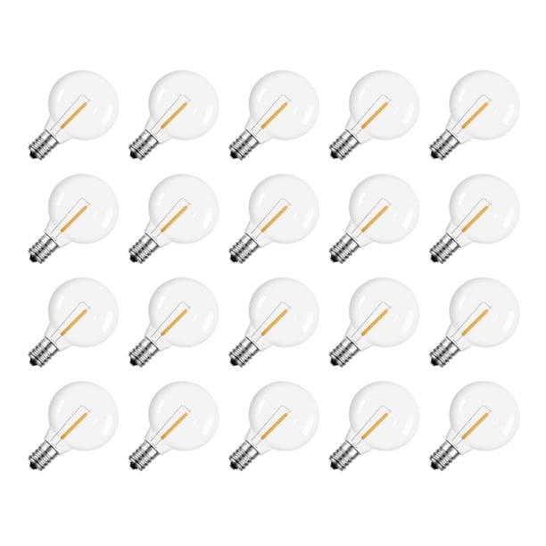 20 Piezas Bombillas LED de Repuesto G40 Bombillas de Globo LED Inastillables con Base de Tornillo E12 para Luces de Cadena Solares CáLidas