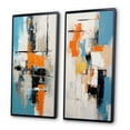 thumbnail image 3 of Designart "Cubist Explorations Deconstructed Minimalism III" Abstract Painting Framed Wall Art Set Of 2 - Modern Blue Frame Gallery Set For Office Decor, 3 of 6