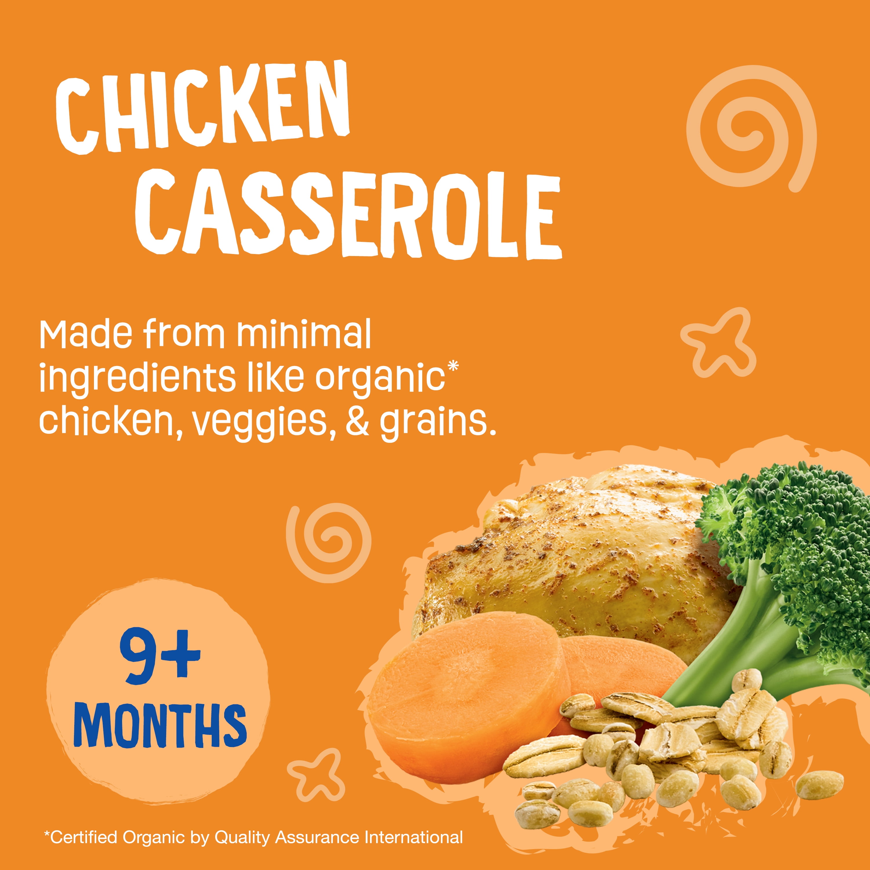(3 pack) Earth's Best Organic Stage 3 Baby Food, Chicken Casserole Protein & Veggie Puree, 4 oz Pouch