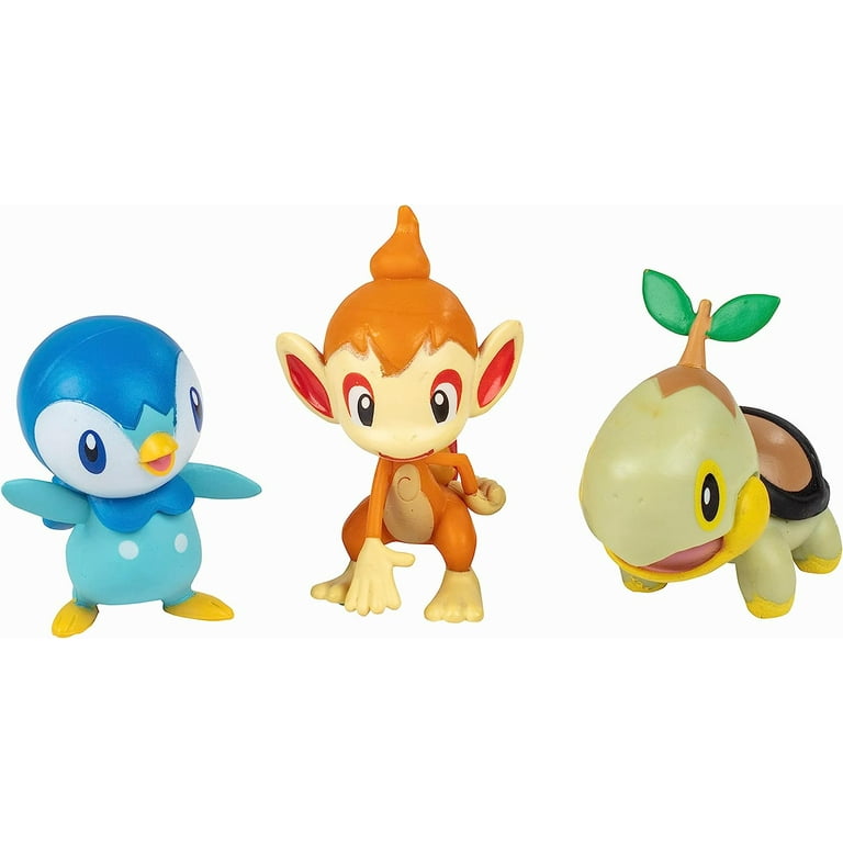 Pokemon Battle Figure Toy Set - 6 Piece Playset - Includes 2 Pichu,  Yamper, Turtwig, Piplup, Chimchar & Deino - Generation 4 Diamond & Pearl  Starters - Officially Licensed - Gift for Kids Ages 4+ 