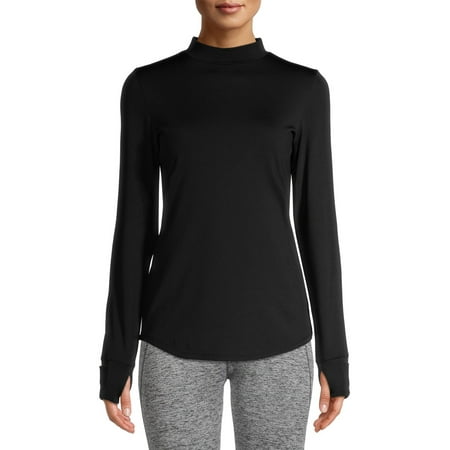 

ClimateRight by Cuddl Duds Women s Plush Warmth Base Layer Mock Neck Thermal Top with Mitten Cuff