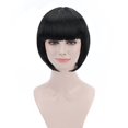 thumbnail image 4 of FREE BEAUTY Peluca de Cosplay estilo Flapper de Bob corto negro, disfraz sintético, pelucas con flequillo de Navidad para fiesta de Halloween de aspecto Natural para mujer, 4 of 4