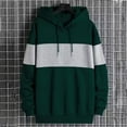 thumbnail image 6 of Lohuatrd Men Autumn Winter Hoodie Plush Color Matching Drawstring Loose Pullober Long Sleeve Elastic Cuff Warm Soft Mid Length Men Streetwear Hoodie, 6 of 8