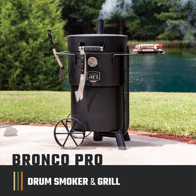 Oklahoma Joe's® Bronco Pro Drum Charcoal Smoker - Walmart.com