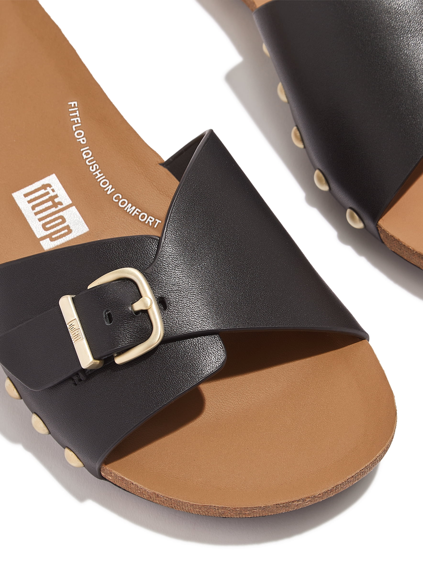 Fitflop Women's Iqushion Adjustable Buckle Leather Slides