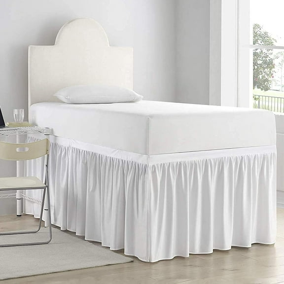 Dorm Room Bed Skirt - College Dorm Bed Skirt - Twin XL, Extra Long - 40 Inch Drop - 100% Microfiber - White