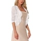 thumbnail image 4 of INSPIRE CHIC Chaqueta Bolero Ligera de Encaje Floral con Volantes y Manga Corta Abierta XL Blanca, 4 of 5