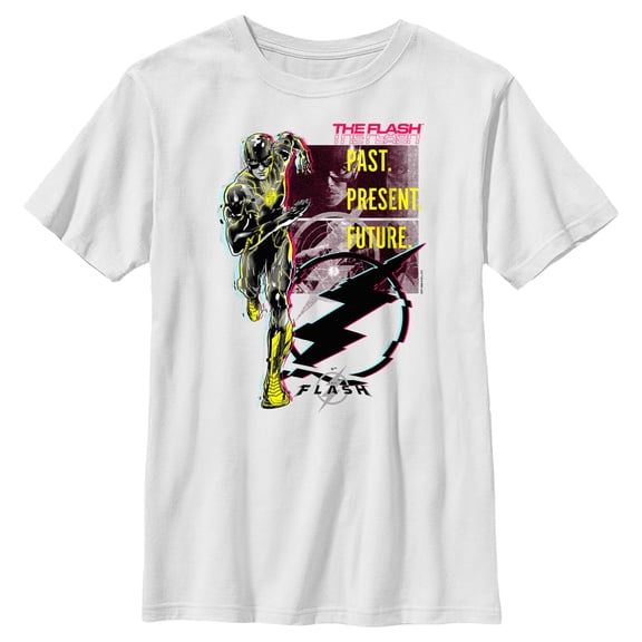Boy's The Flash Barry Allen Glitch  Graphic Tee White Small
