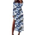 thumbnail image 2 of Qiopertar Robe Mi-Mollet à Manches Longues Imprimée Col en V pour Femmes en Solde à Moins de 5$ en Solde Offres d'Accès Anticipé, 2 of 7