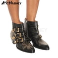 thumbnail image 4 of Botas de tobillo con tachuelas Botas de cuña con punta puntiaguda retro Botas de estilo británico para mujer Botas de vaquero occidental Multicolor Venta de gran tamaño, 4 of 5