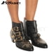 thumbnail image 4 of Botas de tobillo con tachuelas Botas de cuña con punta puntiaguda retro Botas de estilo británico para mujer Botas de vaquero occidental Multicolor Venta de gran tamaño, 4 of 5
