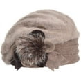 thumbnail image 2 of VECRY Lady French Beret 100% Wool Beret Floral Dress Beanie Winter Hat Angola-khaki, 2 of 2
