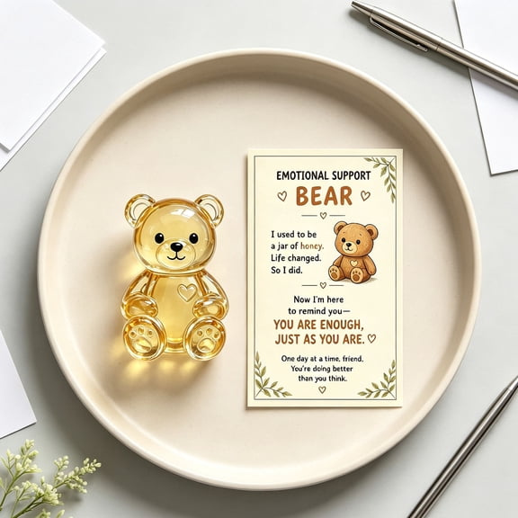 Clearance! Pocket Hug Acrylic Keepsake, Cute Transparent Emotional Support Ornament With Encouragement Card, Thinking Of Mental Health Gift For Friends Family Birthday Gift Box Filler, Bear