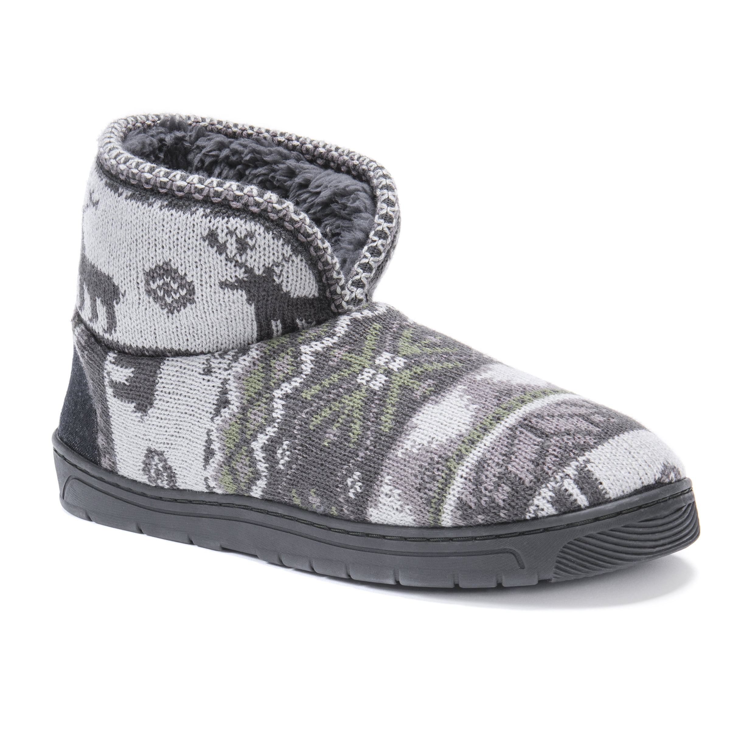 muk luks men's nordic knit bootie slipper socks