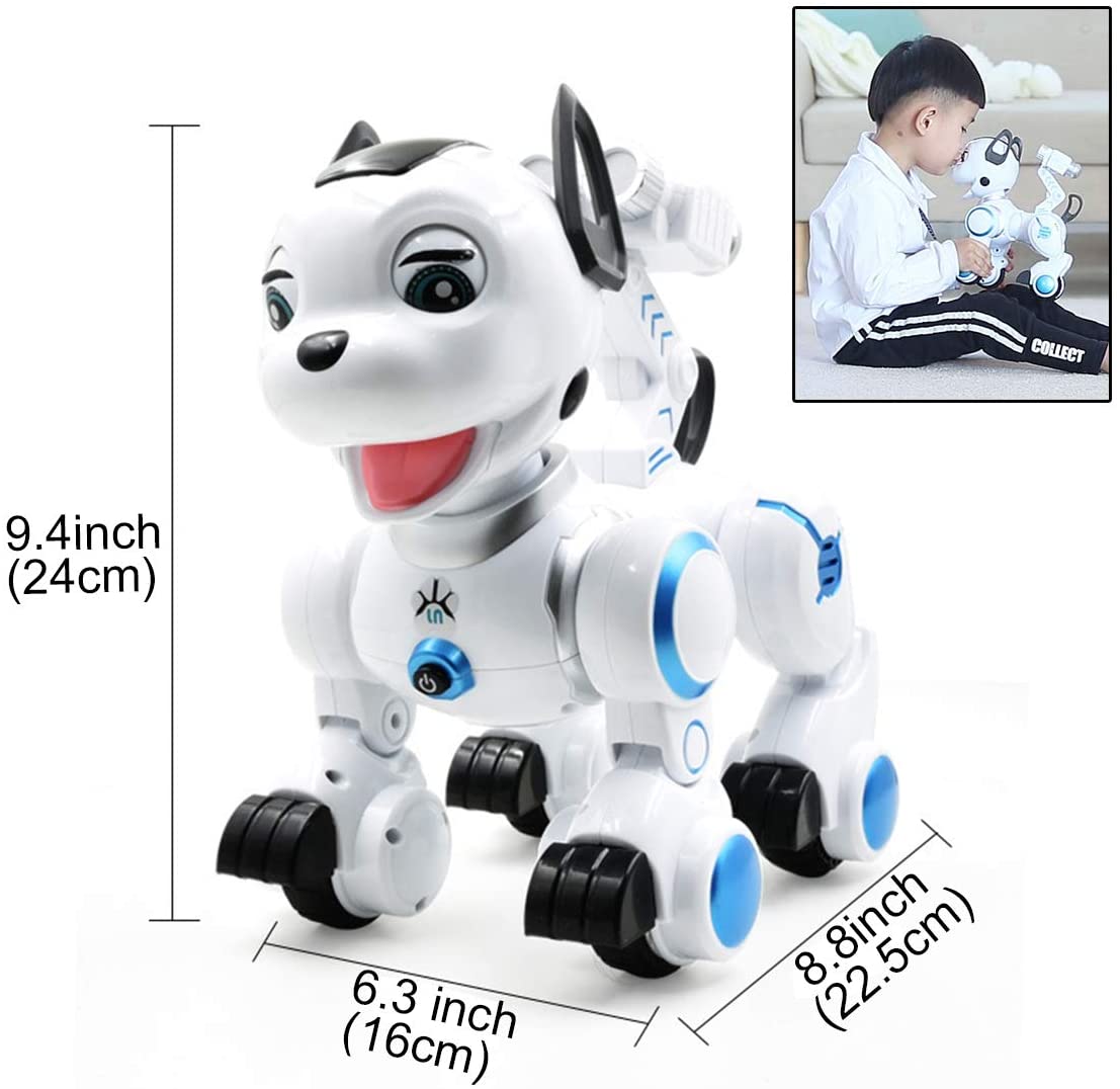 fisca Remote Control Robotic Dog RC Interactive Intelligent Walking Dancing  Programmable Robot Puppy Toys Electronic Pets with Light and Sound for Kid-