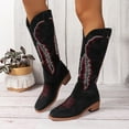 thumbnail image 2 of Womens Knee High Cowboy Cowgirl Boots Boho Embroidered Wide Mid Calf Western Knight Riding Tall Boots, 2 of 6