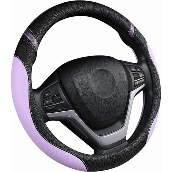Universal Leather Steering Wheel Cover for Women Steering Wheel Cover for Car 15 inch (Lilac Color)