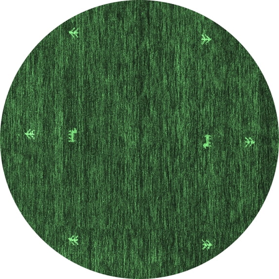 Ahgly Company Indoor Round Abstract Emerald Green Contemporary Area Rugs, 8' Round