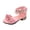 style-04 Pink, variant on JUMEYU Girl Dress Shoes Girls Sandals Low Heel Dress Pump Ankle Strap Two Strapped Bow Flower Party Shoes for Little Kid/Big Kid Size 2 (Beige,Big Kids 2)