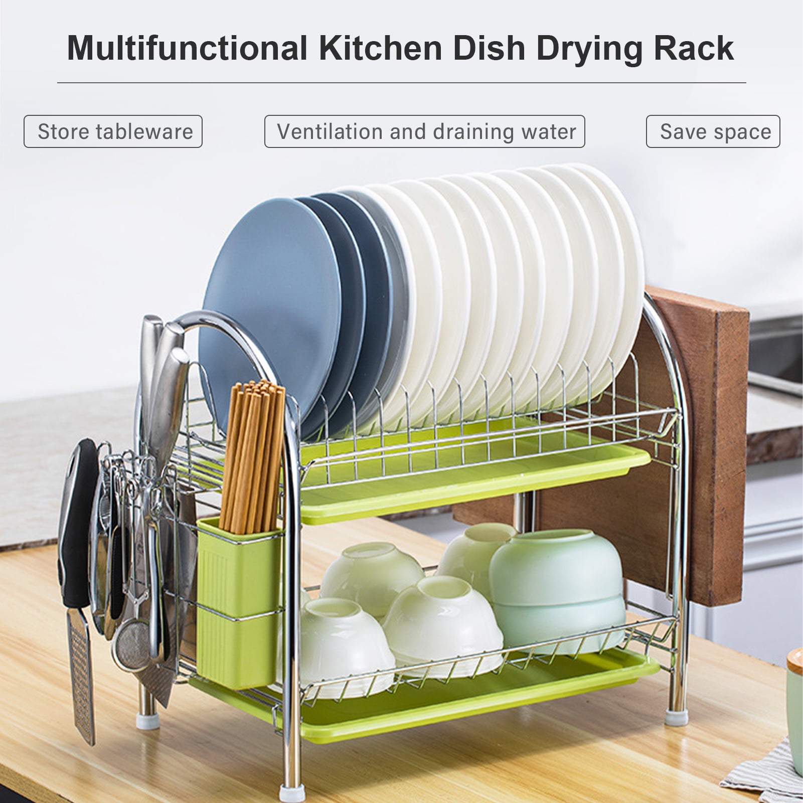 Dish Drainer Rack 3-Layer Dish Rack And Drainboard Set Dish Draining Rack  With Utensil Storage For Kitchen Countertop Accessory - AliExpress