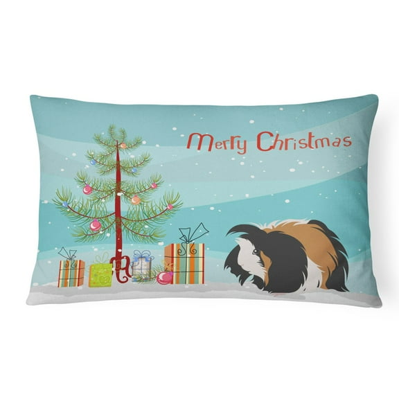 Carolines Treasures CK4445PW1216 Sheba Guinea Pig Merry Christmas Canvas Fabric Decorative Pillow, 12H x16W, multicolor