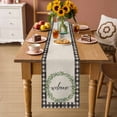 thumbnail image 2 of Welcome Table Runner 90 Inches, Spring Summer Green Leaves Rings Vintage Checkered Bed Runner Dresser Scarves Tabletop for Indoor Outdoor Parties/Ceremony/Banquet, 13" x 90", 2 of 9