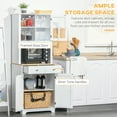 thumbnail image 6 of 67" White Kitchen Buffet with Hutch - Freestanding Pantry Cabinet with Microwave Stand & Adjustable Shelves, 6 of 10