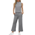 thumbnail image 3 of Conjunto de 2 piezas SAMPEEL para mujer, casual, salón, cuello alto, gris, L, 3 of 6