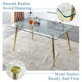 thumbnail image 3 of Tempered Glass Dining Table for 4, Sudica 51" Modern Rectangular Glass Kitchen Table with 4 Golden Plating Metal Legs, 3 of 6