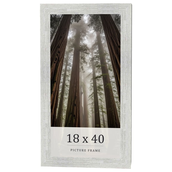 18x40 Frame White Real Wood Picture Frame Width 1.5 inches | Interior Frame Depth 0.5 inches | Barn