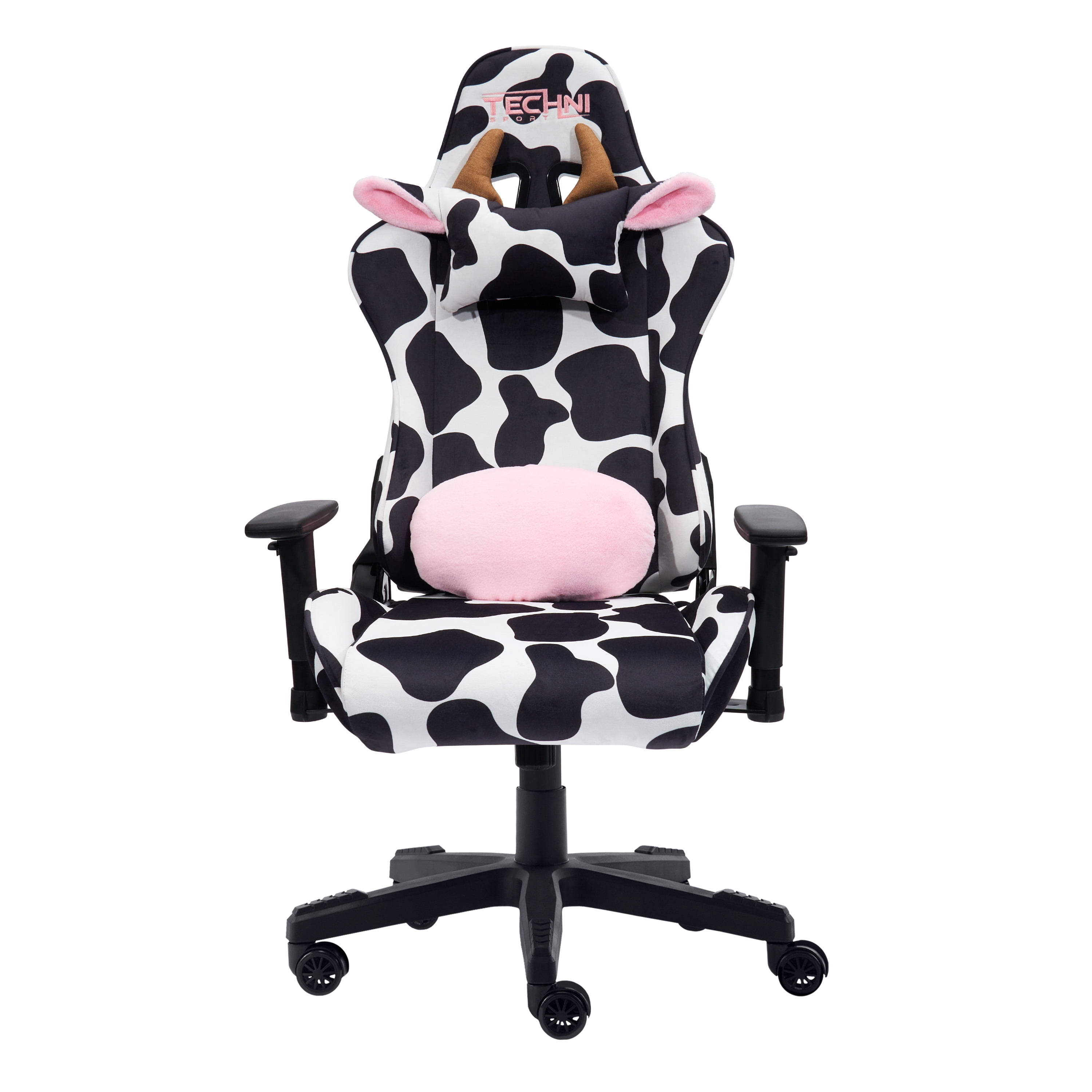 Techni Sport TS85 Luxx Series Gaming Chair with Memory Foam Seat, Black/White Cow Print RTA-TS85-COW