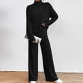 thumbnail image 3 of Pantalones Conjunto de 2 piezas a juego para mujer, trajes cómodos y holgados de punto suave para el hogar (Negro M) Ygjytge Negro T M para Mujer, 3 of 6