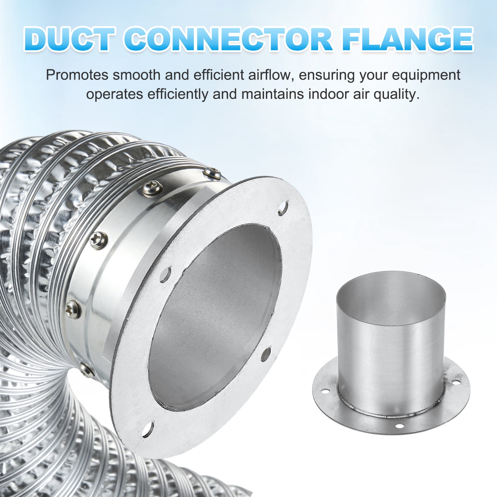 Uxcell Duct Connector Flange (3.9", Silver) -  Galvanised Steel Round Dust Collection Fittings Dryer Vent Exhaust Pipe Hose Flange, Fits Heating Cooling Ventilation HVAC System
