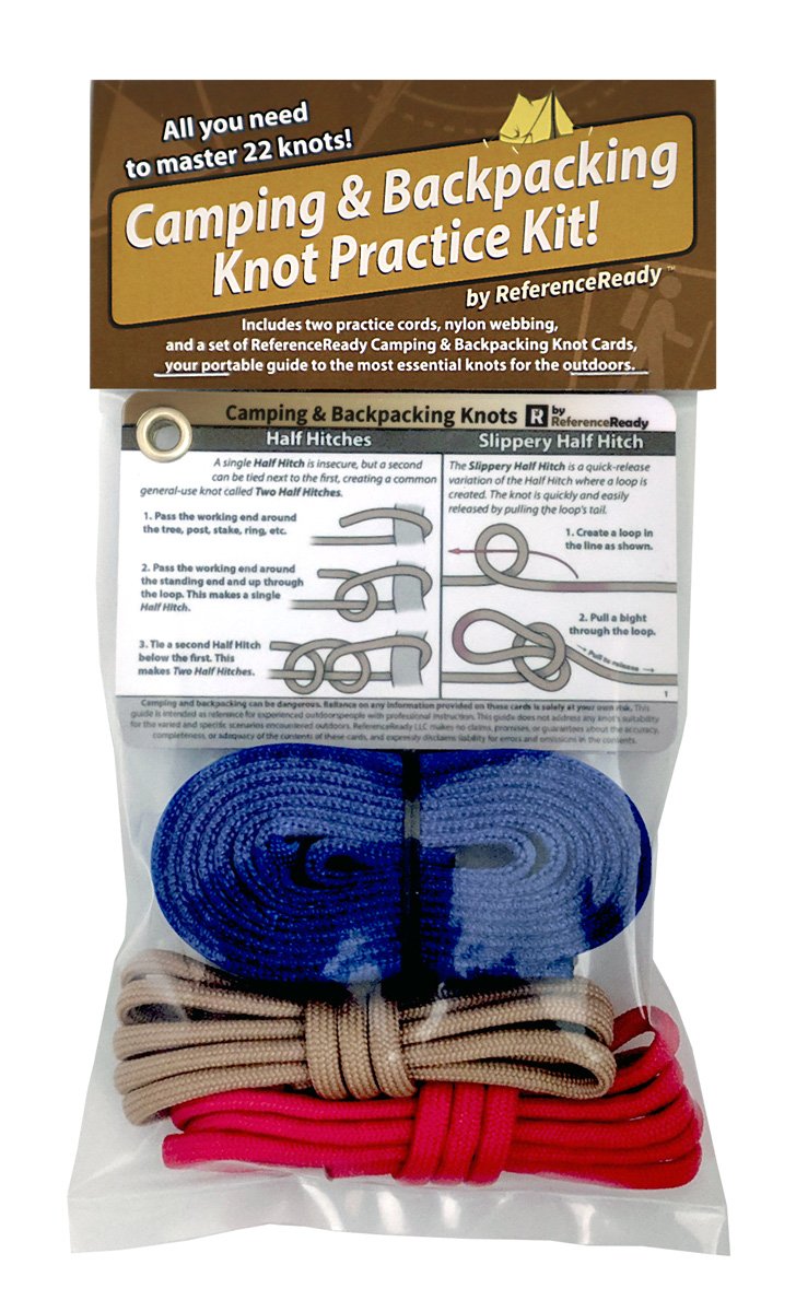 Outdoors Knot Tying Practice Kit - Waterproof Knot Cards, Webbing, and  Color-Coded Cordage
