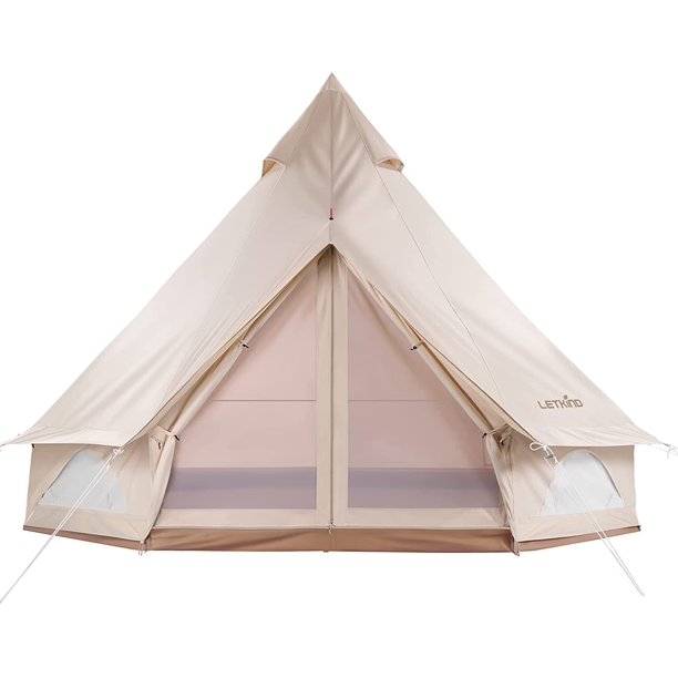 LETKIND Canvas Bell Tent Yurt with Stove Jack, 4 Season Cotton